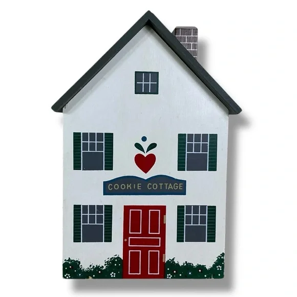 Vintage Cookie Cottage Canister Hand Painted Wood Container Dutch Farmhouse - Picture 16 of 16